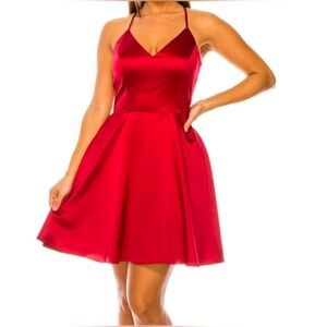 B Darlin lace back mini dress. Red, 9-10. It has pockets!